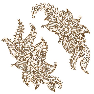 Paisley ve çiçeklerin Set