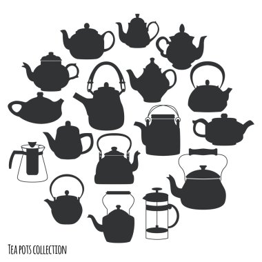 Teapots icons background clipart