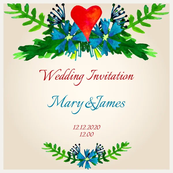 Wedding floral invitation — Stock Photo, Image