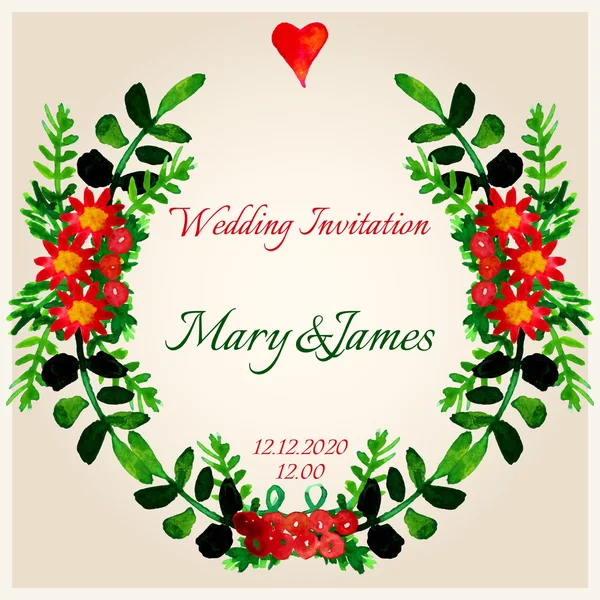 Wedding floral invitation — Stock Photo, Image