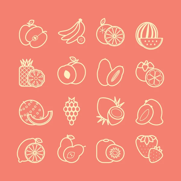 Frukter ikoner set — Stockfoto