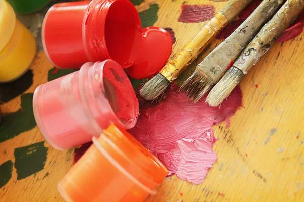 Color paints with brushes — Stock Photo, Image