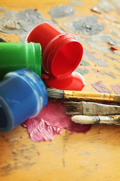 Color paints with brushes — Stock Photo, Image