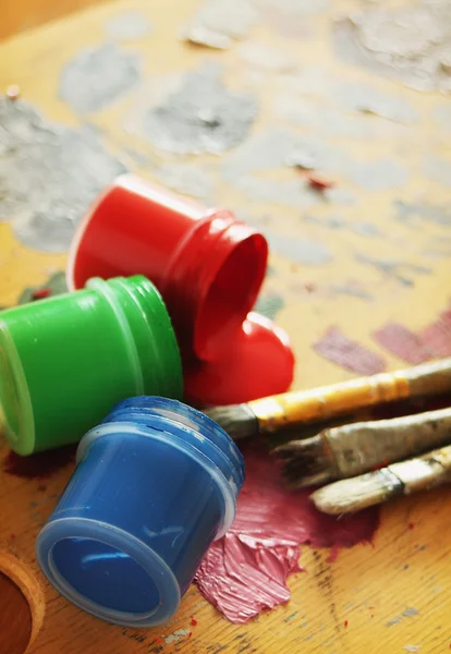 Color paints with brushes — Stock Photo, Image