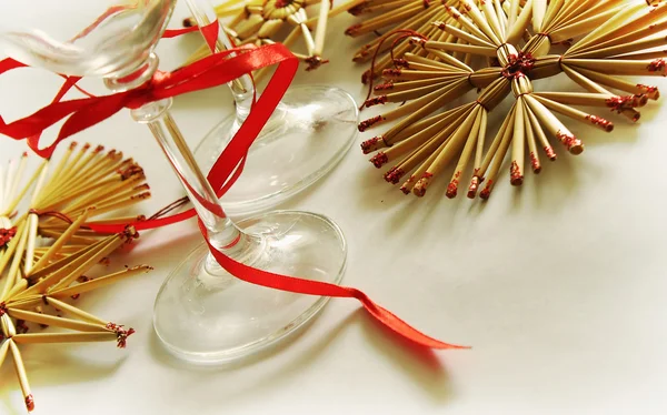 Christmas background with couple of goblets — Stock Photo, Image