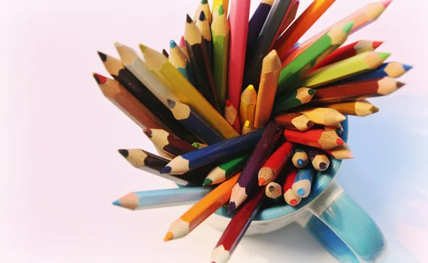 Color pencils in the cup — Stock Photo, Image