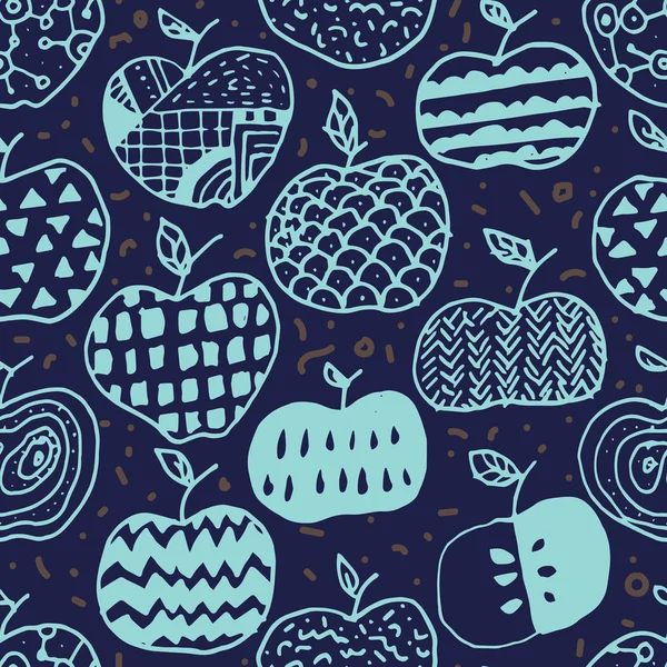 Äpple Doodle sömlösa mönster — Stock vektor