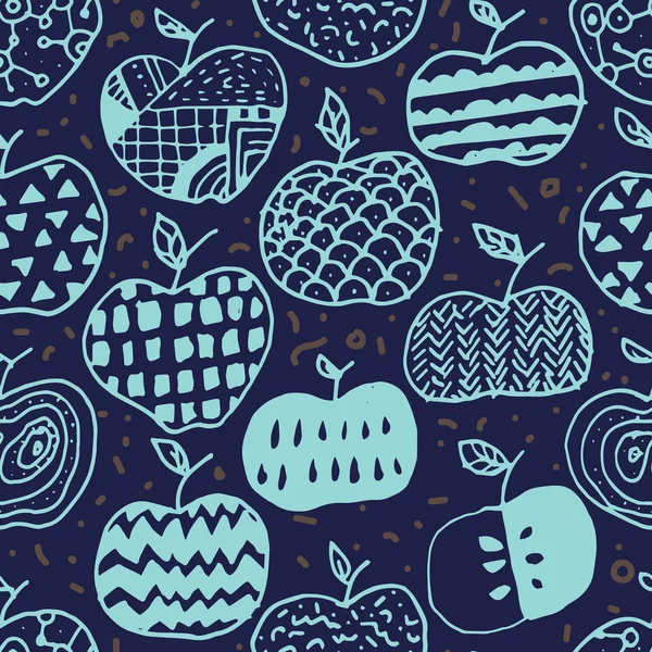 Apple doodle naadloze patroon — Stockvector