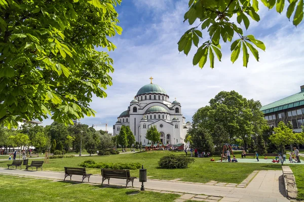 Belgrado Serbia Abril 2016 Iglesia Cristiana Ortodoxa Serbia San Sava — Foto de Stock