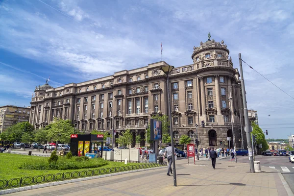 Rodzajowy architektonicznego detalu i ulicy Zobacz od centrum Belgradu, stolicy Serbii — Zdjęcie stockowe