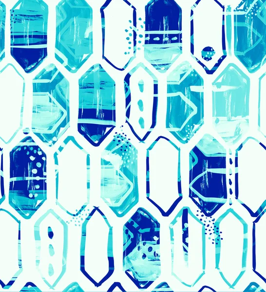 Seamless pattern design with watercolor vertical hexagons — 图库照片