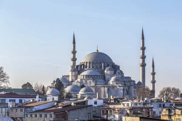 Vue de la mosquée Suleymaniye construite par le légendaire sultan ottoman Suleiman le Magnifique surplombant la Corne d'Or — Photo