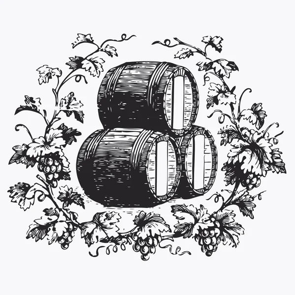 Vintage Barrel Gravur, flüchtige Vektorillustration — Stockvektor