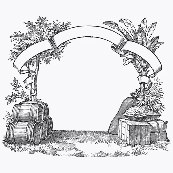 葡萄酒桶雕刻、 短暂的矢量图 — 图库矢量图片
