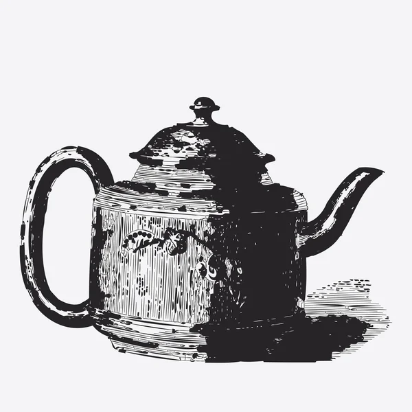 Винтажная гравировка чайника, эфемерная векторная иллюстрация — стоковый вектор