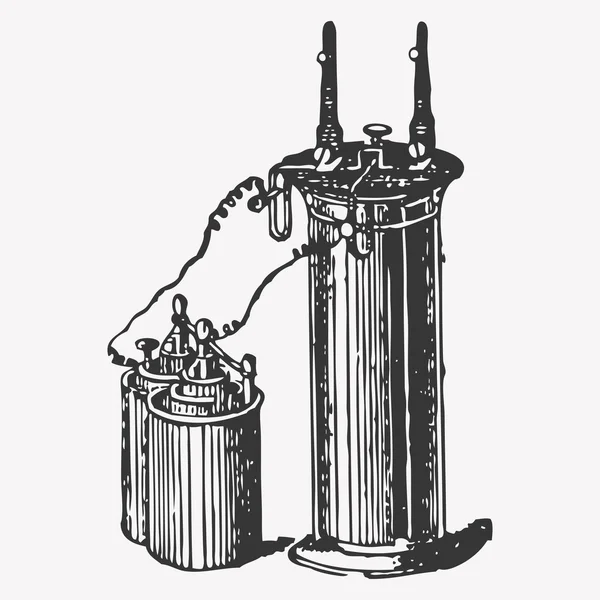 A nyomás akkumulátor, vintage vésett illusztráció — Stock Vector