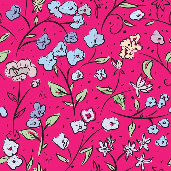 Diminutas flores de primavera garabato dibujo patrón — Archivo Imágenes Vectoriales