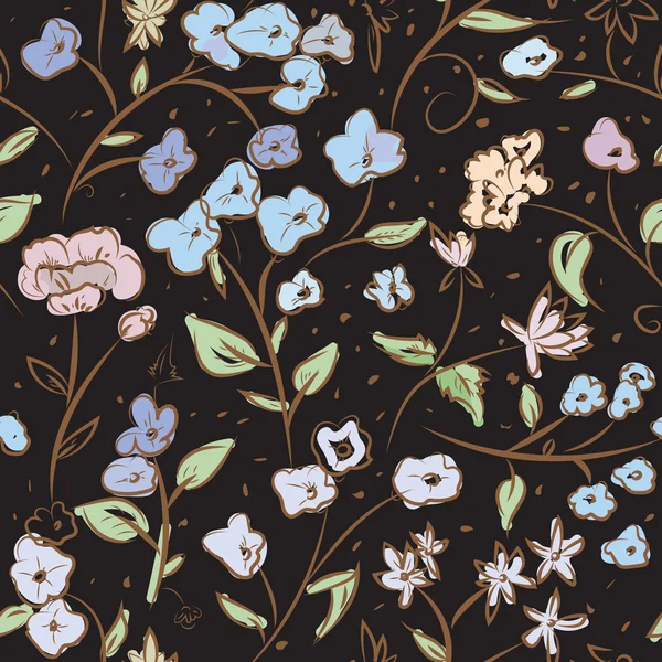 Крихітні весняні квіти каракулі малюнок візерунок — стоковий вектор
