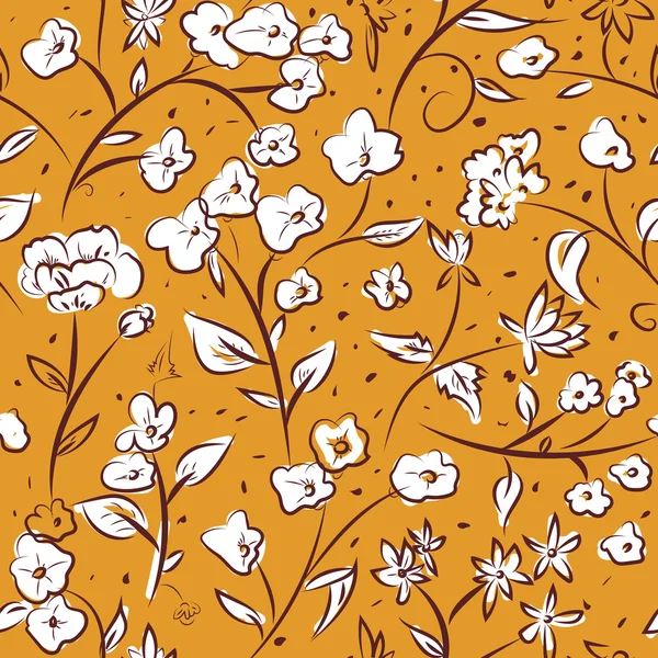 Pequenas flores da primavera doodle desenho padrão — Vetor de Stock