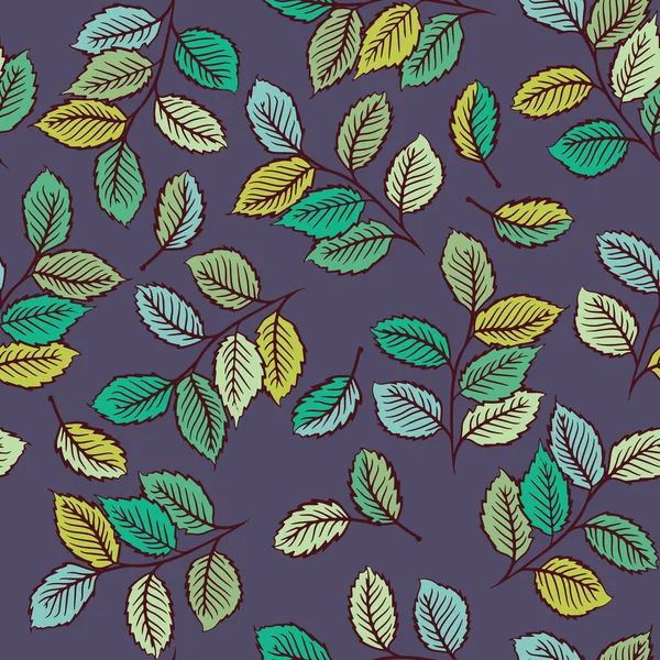 かわいい葉を持つシームレス パターン — ストックベクタ
