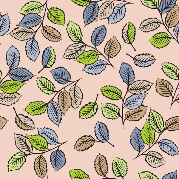 Modèle sans couture avec des feuilles mignonnes — Image vectorielle