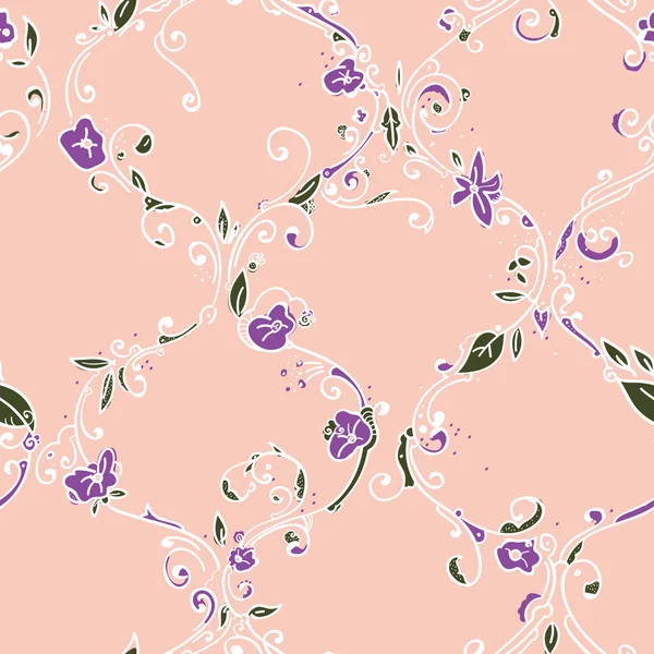Motif sans couture floral treillis dessiné à la main — Image vectorielle
