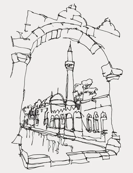 Croquis Vectoriel Dessiné Main Balikligol Sanliurfa Sud Est Turquie — Image vectorielle