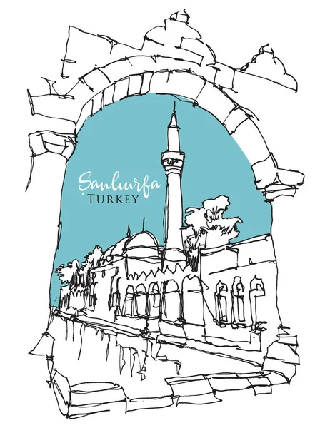 Vetor Desenhado Mão Esboço Ilustração Balikligol Sanliurfa Sudeste Turquia — Vetor de Stock