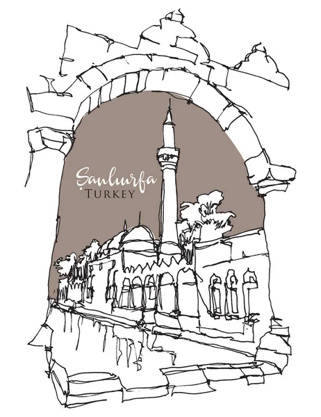Vektorový Ručně Kreslený Náčrt Balikligol Sanliurfě Jihovýchodní Turecko — Stockový vektor