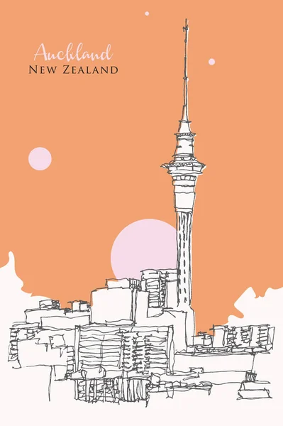 Vector Hand Getekend Schets Illustratie Van Auckland Nieuw Zeeland — Stockvector