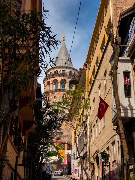 Istanbul Turkije Mei 2021 Zicht Galata Tower Oude Structuur Een — Stockfoto