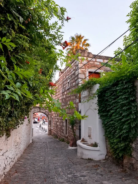 Tradicional Caiado Pedra Arquitetura Estilo Egeu Bodrum Turquia Mar Egeu — Fotografia de Stock