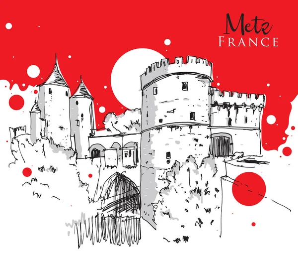 Векторный Рисунок Немецких Ворот Меце Городе Северо Востоке Франции — стоковый вектор