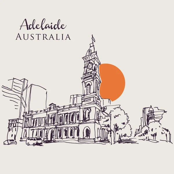 Vector Desenhado Mão Ilustração Esboço Victoria Square Adelaide Austrália —  Vetores de Stock