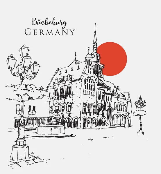 Illustration Vectorielle Dessinée Main Bueckeburg Allemagne — Image vectorielle