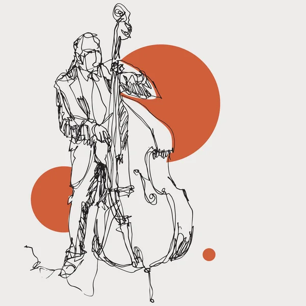 Desenhado Mão Ilustração Vetorial Esboçada Homem Tocando Conceito Contrabando Jazz —  Vetores de Stock