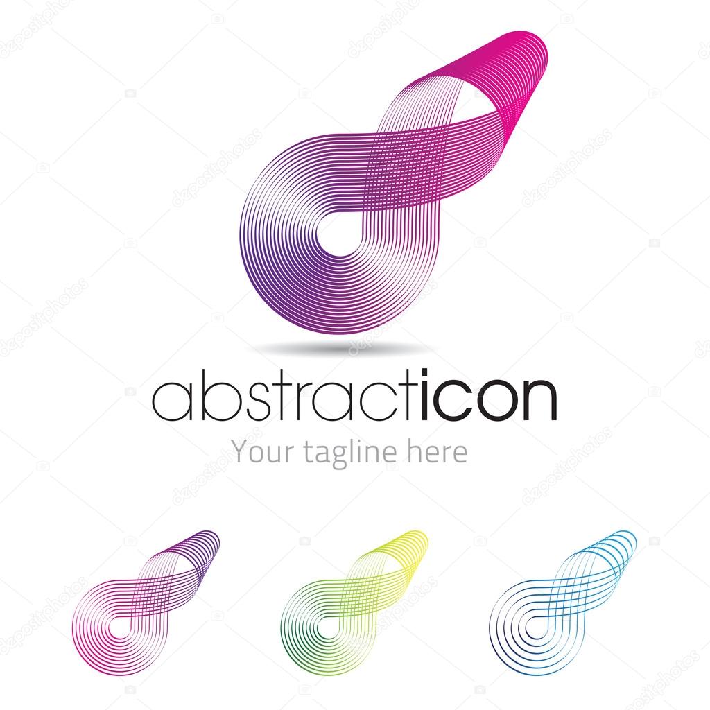 Abstract icon design with linear symbol including color and space options