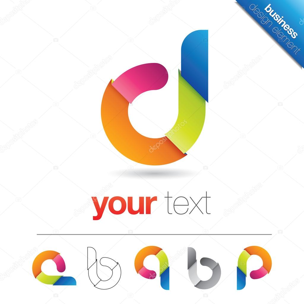 Modern vector design element with the letters b, c, p or q in lower case