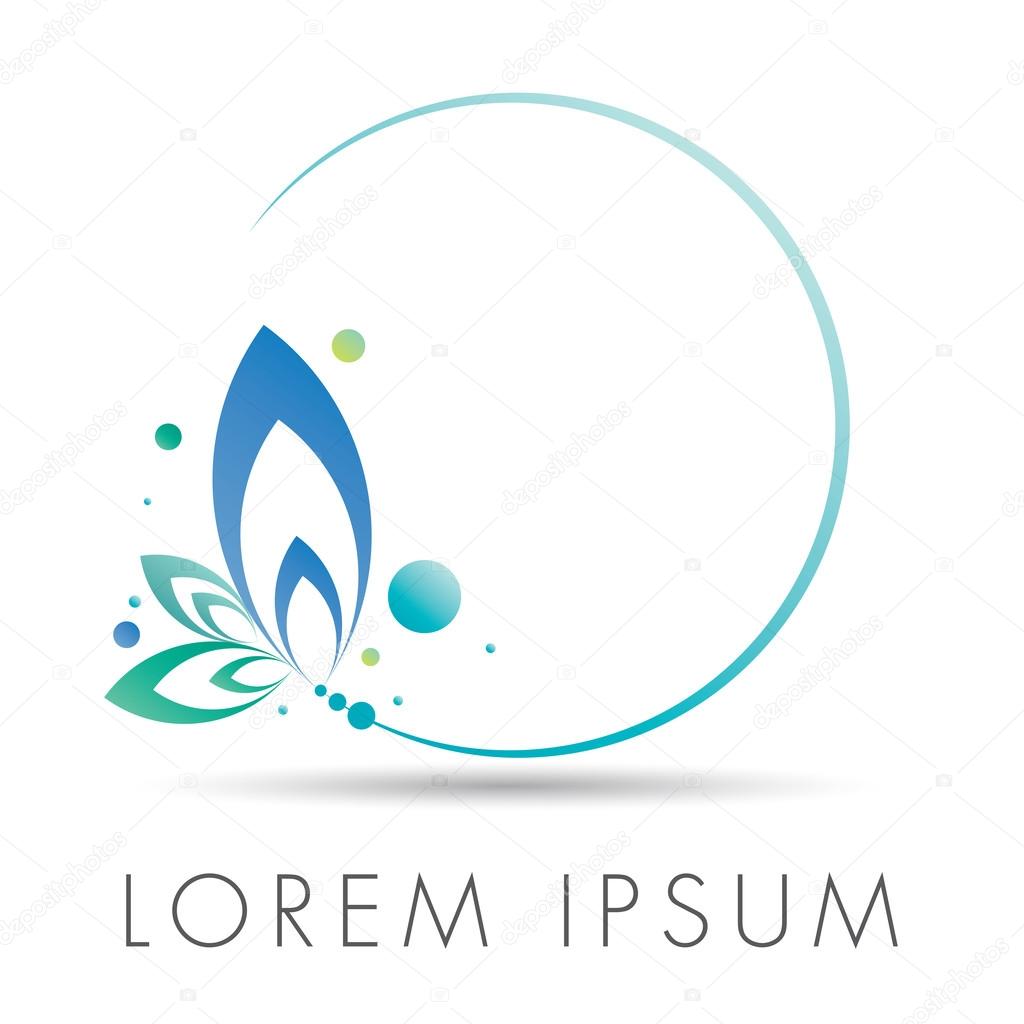 Abstract elegant emblem design with floral circle