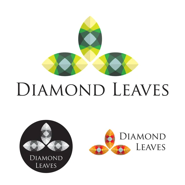 Diamante hojas icono conjunto — Archivo Imágenes Vectoriales