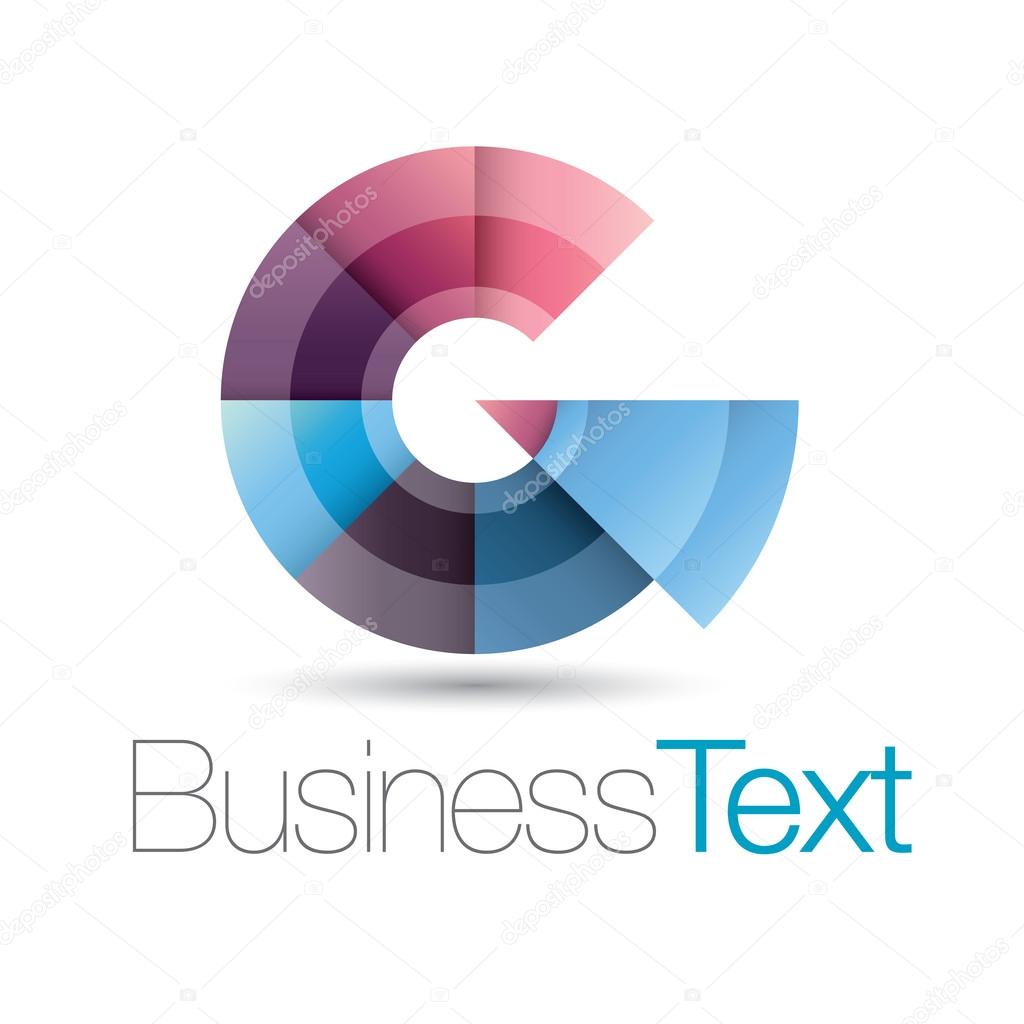 Circular business icon with stylized letter g in upper case