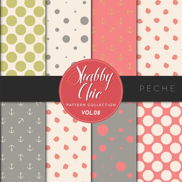 Shabby Chic mönster kollektion - Peche — Stock vektor