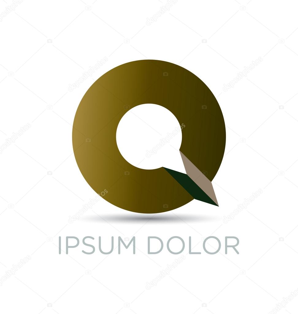 Abstract icon design with a bold Q letter forming a speech bubble in origami style