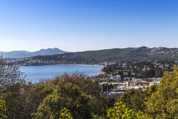 Vista da cidade de Bodrum localizada na costa do mar Egeu da Turquia — Fotografia de Stock