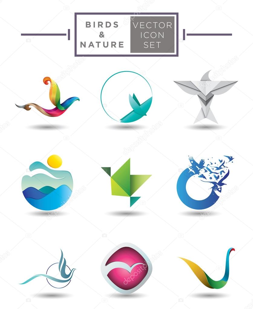 Collection of abstract and stylized modern vector emblem designs