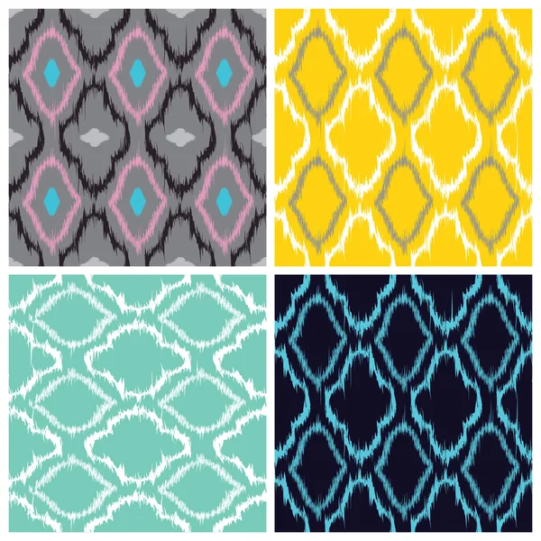 Ikat Seamless Pattern Collection — Stock Vector