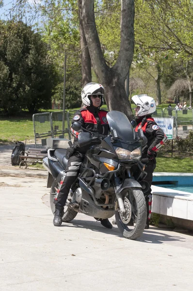 Turkish police officers wit motobike — Stock Photo, Image