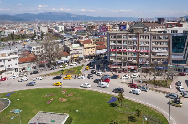 Pohled z Kent Meydani, nákupní centrum v centrální čtvrti Bursa, Marmarské, Turecko — Stock fotografie