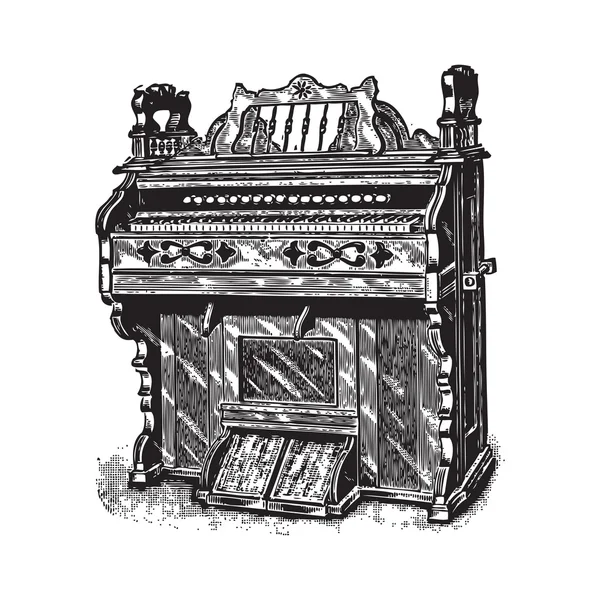 Ancient piano engraving — Stock Vector
