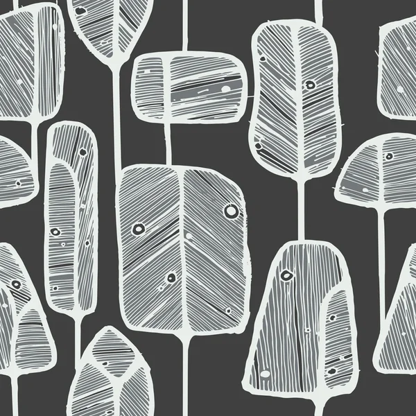 Безшовний дизайн візерунка з абстрактними каракулевими деревами — стоковий вектор